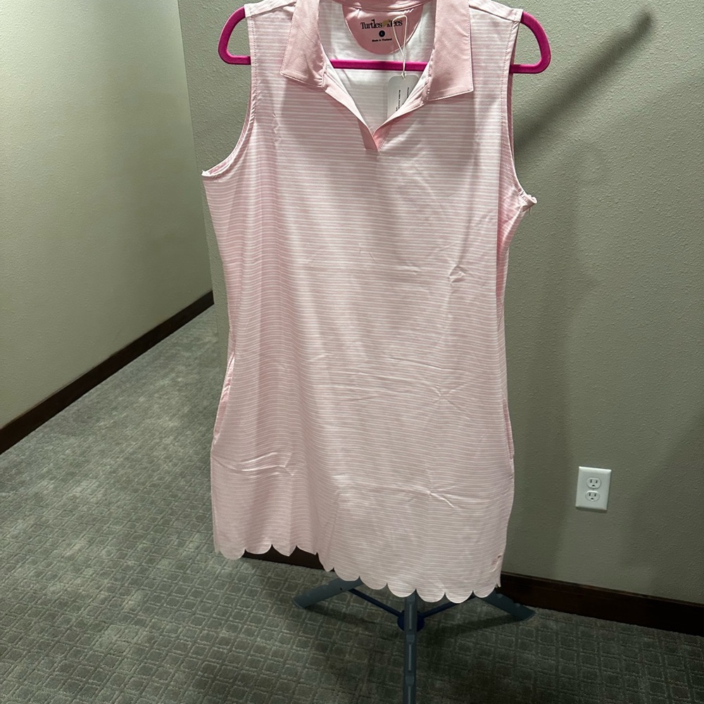 Pink Polo Collar Sleeveless Sheath Dress